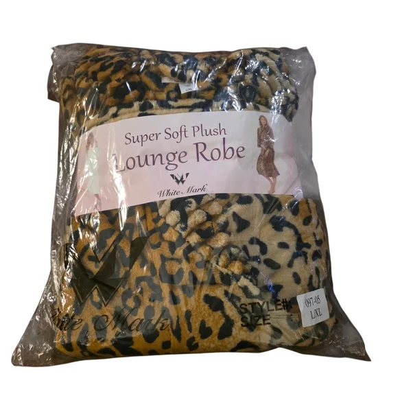 Leopard Print Women's Super Soft Plush Lounge Robe Size L/XL - Picture 9 of 12